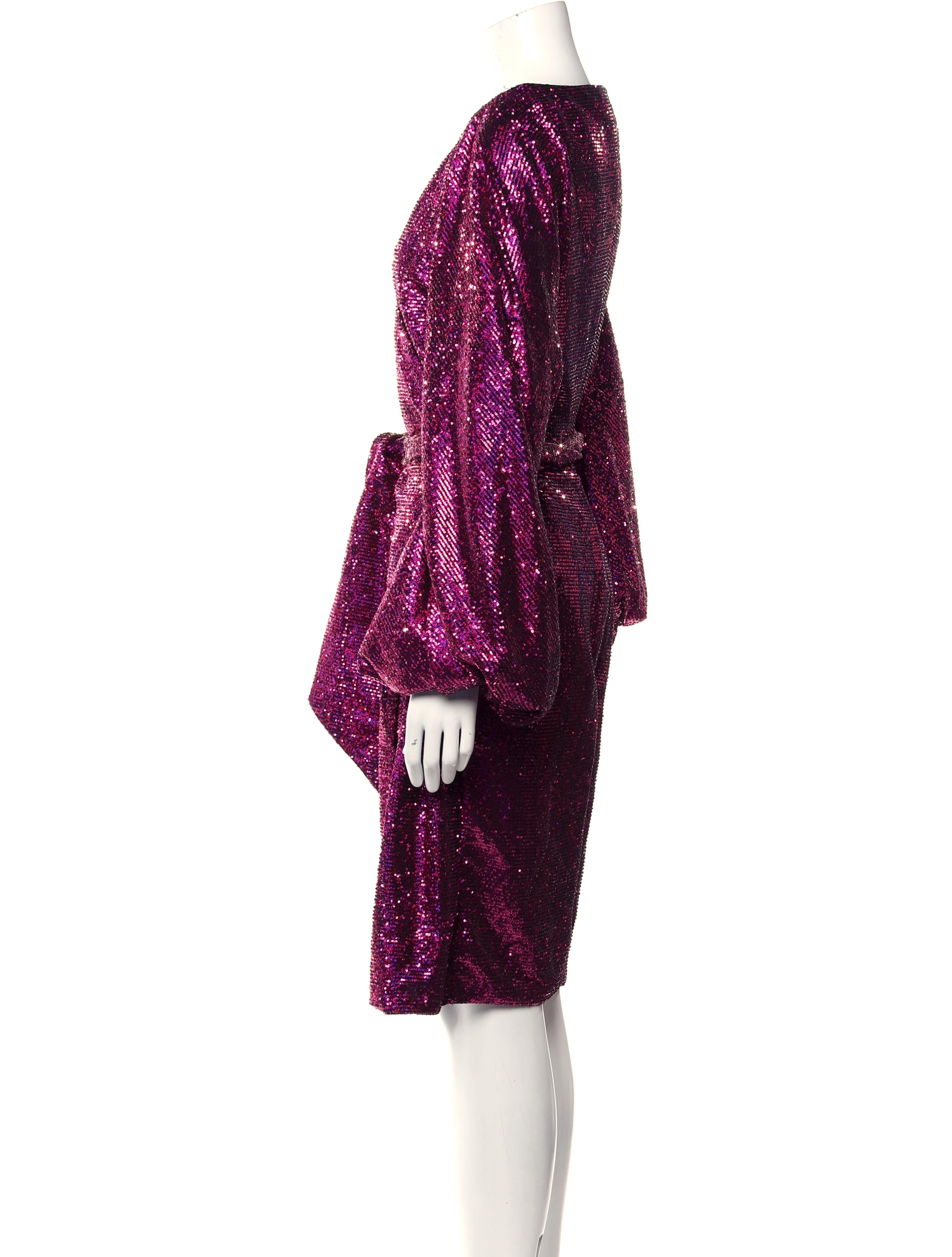 Halpern V-Neck Knee-Length Dress